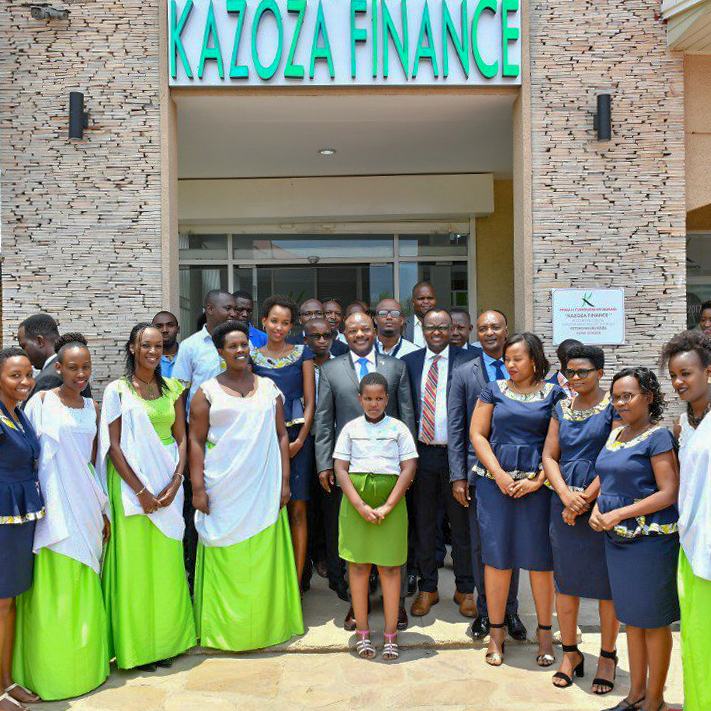 Kazoza Finance staff outside the branch